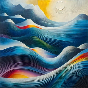 Abstract Gouache Painting: Abstract interpretation of magnetic fields