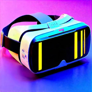 Vr Headset With Glowing Screen With Pair Virtual