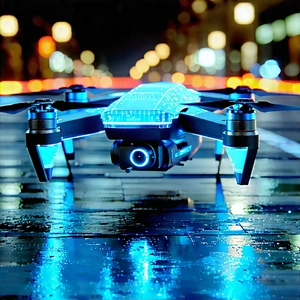 Drone With Holographic Display With Blue Black