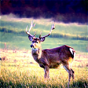 Nature Oil Painting: Deer in prairie grassland