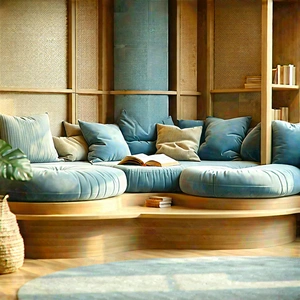 Lifestyle Commercial Photography: Reading nook with comfortable textiles