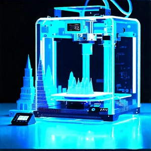3d Printer With Neon Accents With Printer Blue