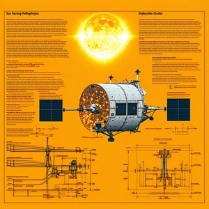 A Large Spacecraft Is Shown In A Diagram, With A Sun In The Background