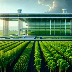 Agricultural Technology In Manufacturing Facility With Large Building