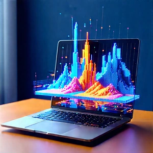 Laptop With Data Visualization With Laptop Computer