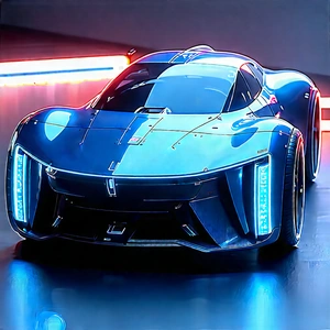 Innovative Electric Vehicle (design:1.21) With Futuristic Blue