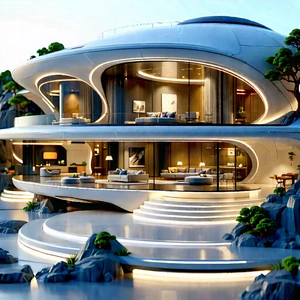 Futuristic Smart Home With Model Large,