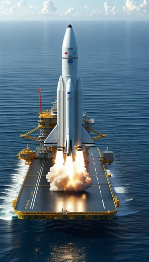 A Large White Space Shuttle On A Runway, With A Yellow Platform Underneath It