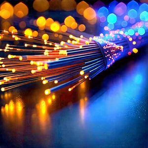 Close-up Of Fiber Optic Cables With Close-up Blue