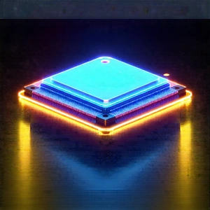 Tech Etching: Microchip with neon accents