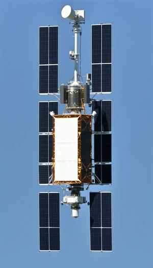 A Spacecraft With A Large Satellite Dish On Top Of It