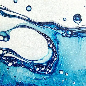 Abstract Watercolor Painting: Macro View Of Liquid Interface With Blue White