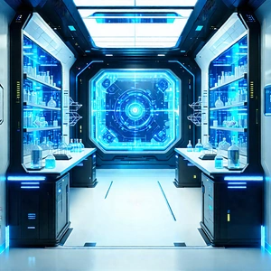 Tech Editorial Photography: Futuristic research laboratory