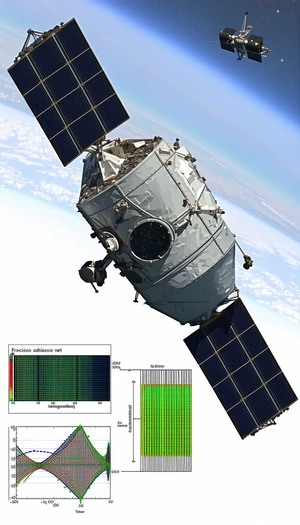 A Space Shuttle Flying Through The Sky, With A Large Satellite Attached To The Side Of It