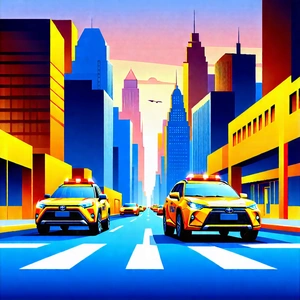 Urban Vector Art: City Rideshare In Main Avenue With Image, There
