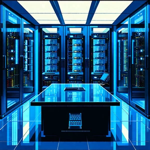 Tech Oil Painting: (futuristic:1.32) server room