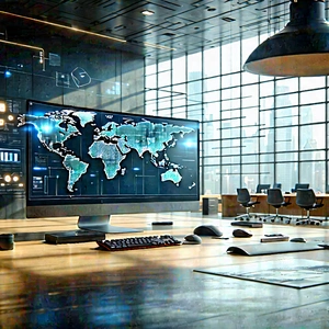Educational Technology In Research Center With Large Computer