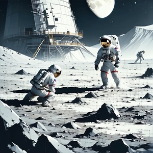 In The Image, There Are Three Astronauts Standing On The Moon