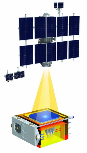 A Solar Panel Is Shown In A Close-up View, With A Bright Light Shining On It