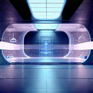 Futuristic Research Laboratory With Image, There