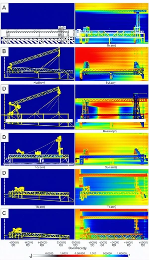 There Are Four Different Crane Models Displayed In A Row