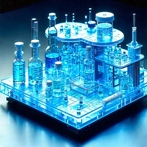 Healthcare Technology In Modern Laboratory With Blue Model