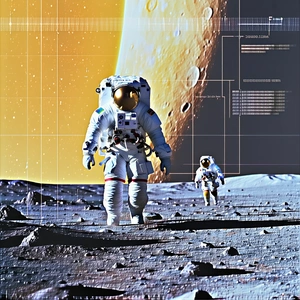 In The Image, There Are Two Astronauts Walking On The Moon