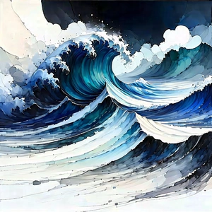 Abstract Ink Drawing: Wave propagation captured in abstract form