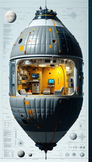 A Large, Round Spacecraft Is Shown In A Computer-generated Image