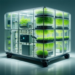 A Large, Clear Plastic Box Filled With Various Plants
