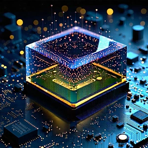 Tech Hdr Photography: Quantum computer with (digital:1.32) particles