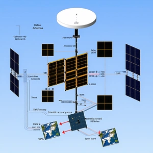 The Image Is A Diagram Of A Satellite System, Showing The Various Components And Their Connections