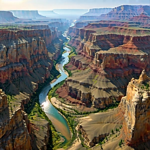 Nature Isometric Design: Aerial View Of Canyon System With Beautiful Landscape
