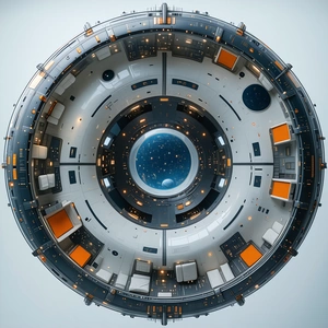 A Large, Round, And White Spacecraft Is Shown In A Close-up View