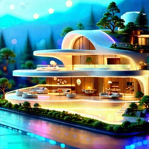 (futuristic:1.35) smart home