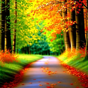 Nature Digital Art: Path Through Autumn Woodland With Beautiful Forest