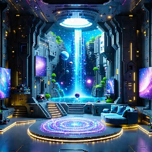 Entertainment Technology In Research Center With Futuristic Room,