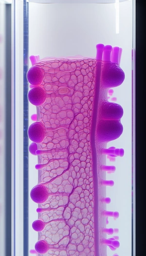 A Purple Substance, Possibly A Liquid Or A Gel, Contained Within A Glass Tube