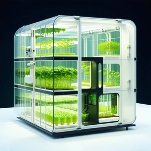 A Large, White, Glass-walled Structure Filled With Various Plants