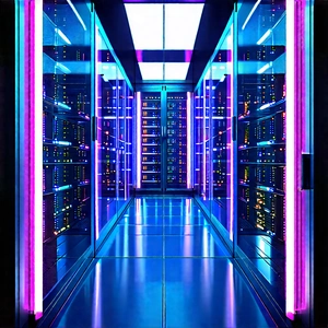 Server Rack With Neon Accents With Image, There