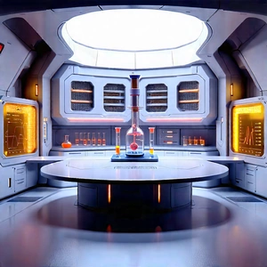 Futuristic Research Laboratory With Image, There