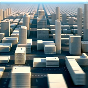 Urban Concept Art: Aerial View Of (city:1.25) Blocks With Model City,