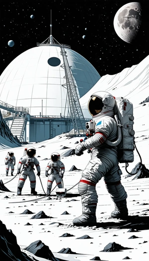 In This Image, There Are Four Astronauts Standing On The Moon