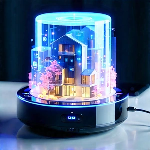 Smart Home Device With Data Visualization With Blue White