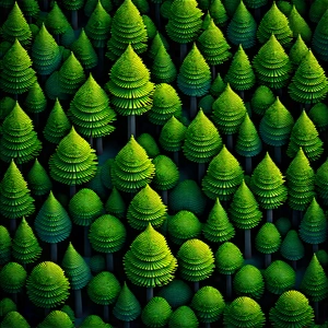 Nature Voxel Art: Aerial view of forest canopy