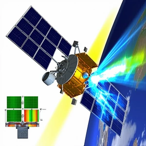 A Spacecraft With A Solar Panel On Its Side, Flying Through The Air