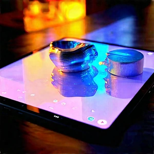 Tablet With Holographic Display With Table Black