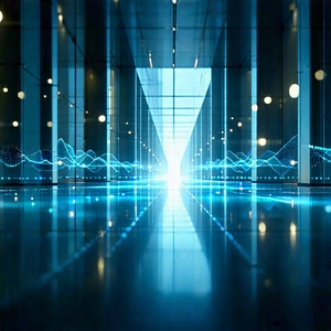Tech Graphic Design: Futuristic Innovation Hub With Large, Modern