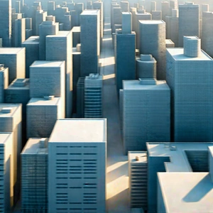 Urban Editorial Photography: Aerial View Of City Blocks With Model City,