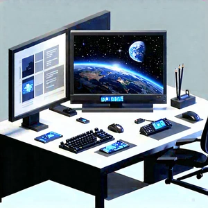Educational Technology In Tech Office With Computer Desk